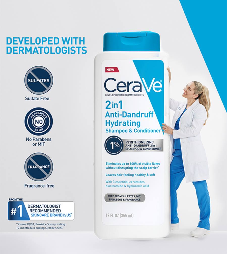 CeraVe Anti-Dandruff Hydrating 2-in-1 Shampoo and Conditioner 355ml