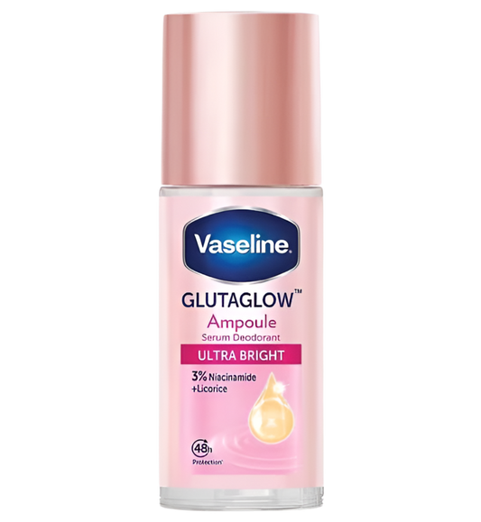 Vaseline PINK Ulta Bright Glutaglow Ampoule 3% Niacinamide Serum Roll-On Deodorant