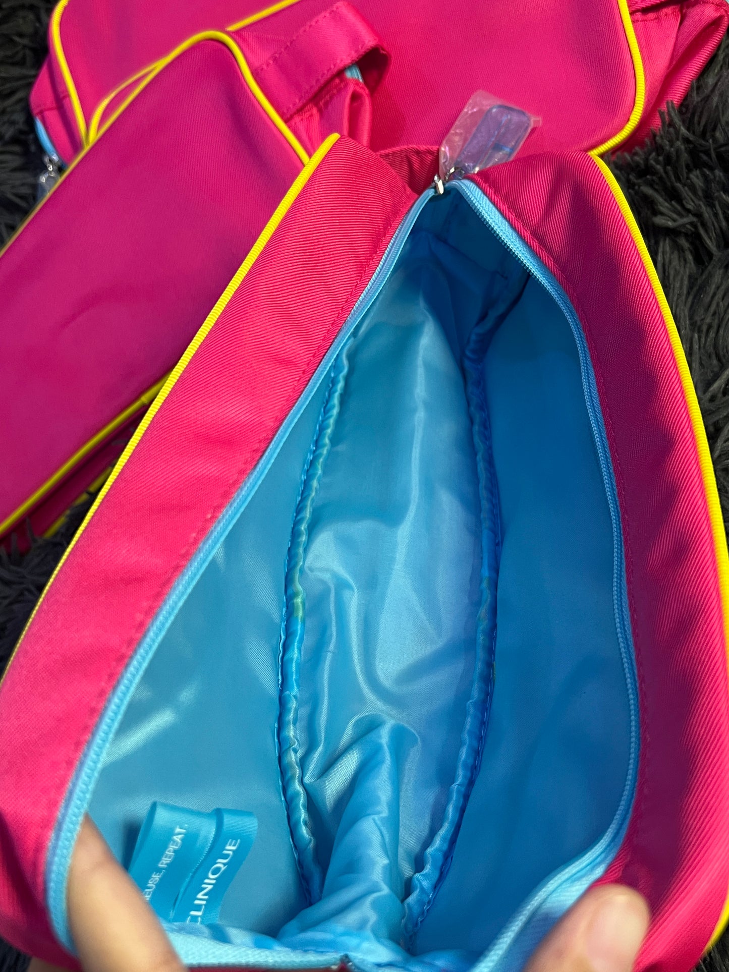 Clinique hot pink makeup bag