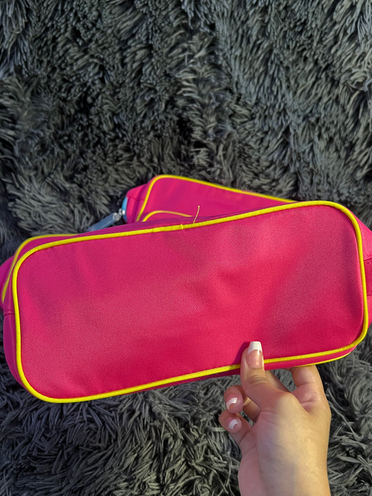 Clinique hot pink makeup bag