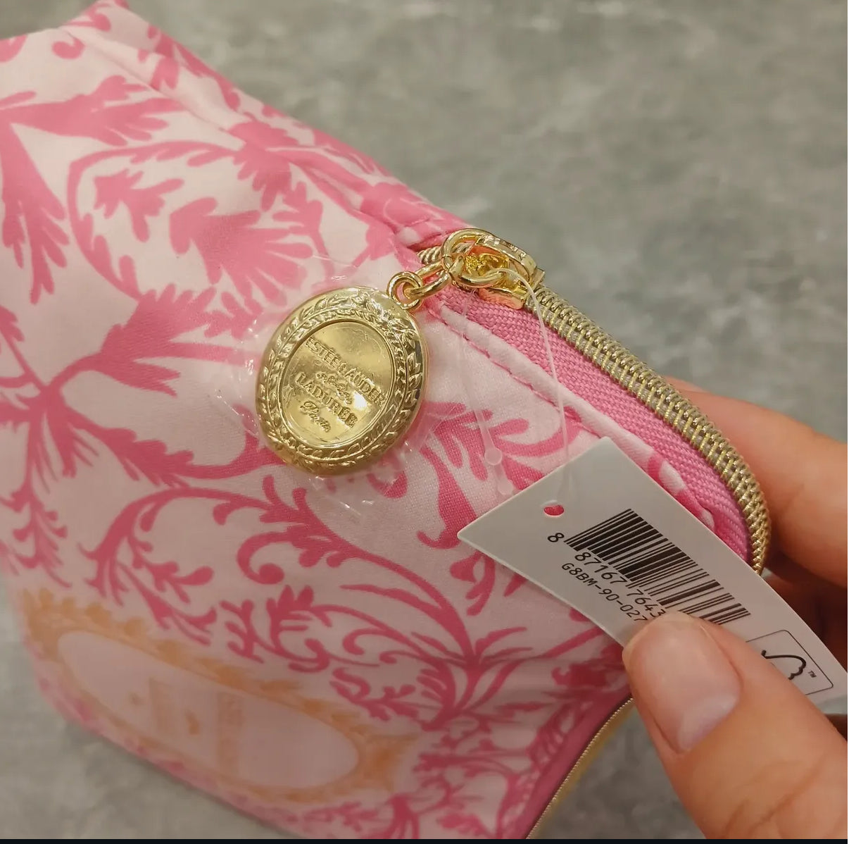 Estée Lauder x Ladurée Pink and Gold Makeup/Cosmetic Bag.
