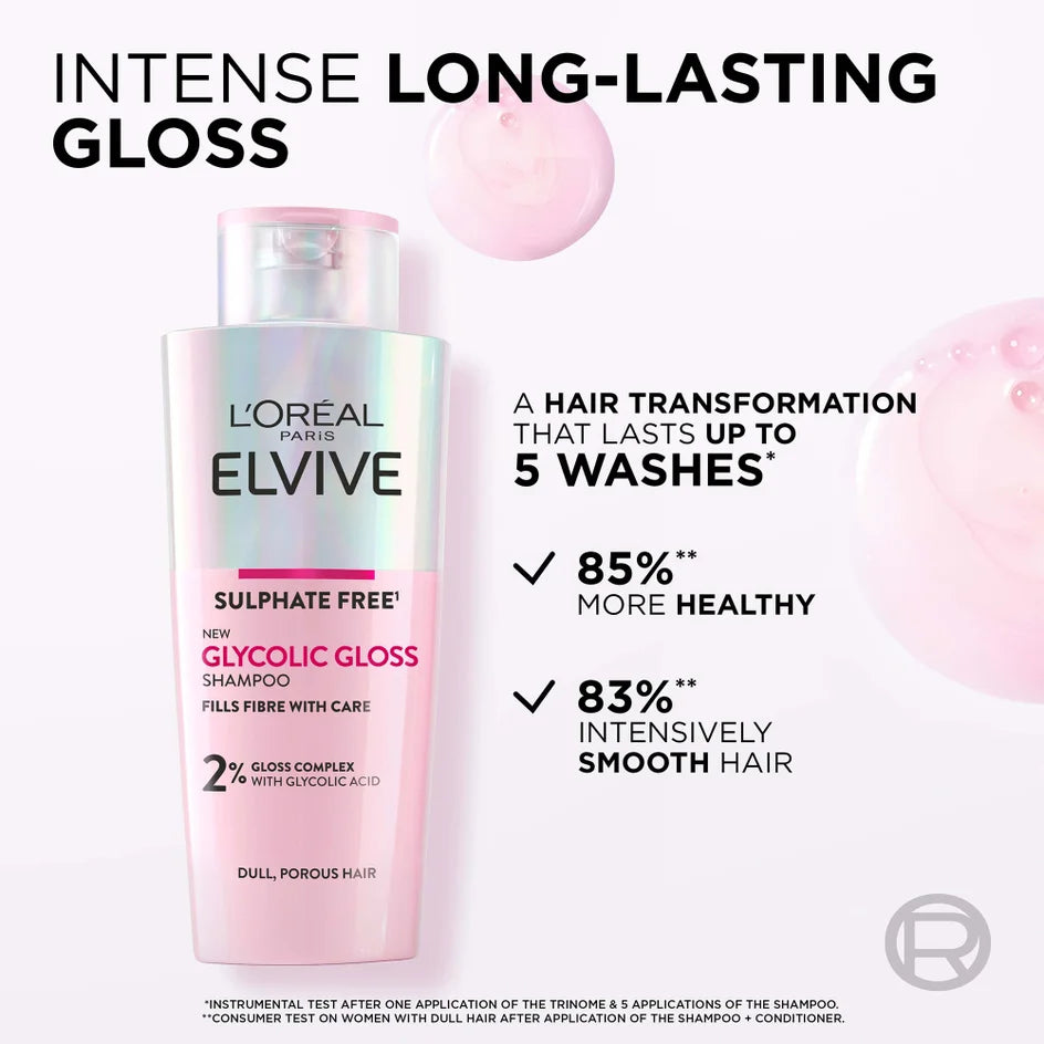 Loreal Paris Elvive Glycolic Gloss Sulphate Free Shampoo for Dull Hair 200ml