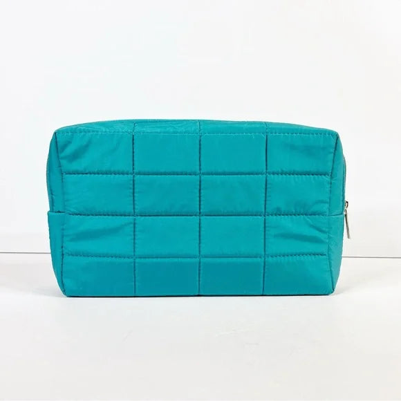 Sephora Blue Teal Quilted Fabric Makeup Bag
