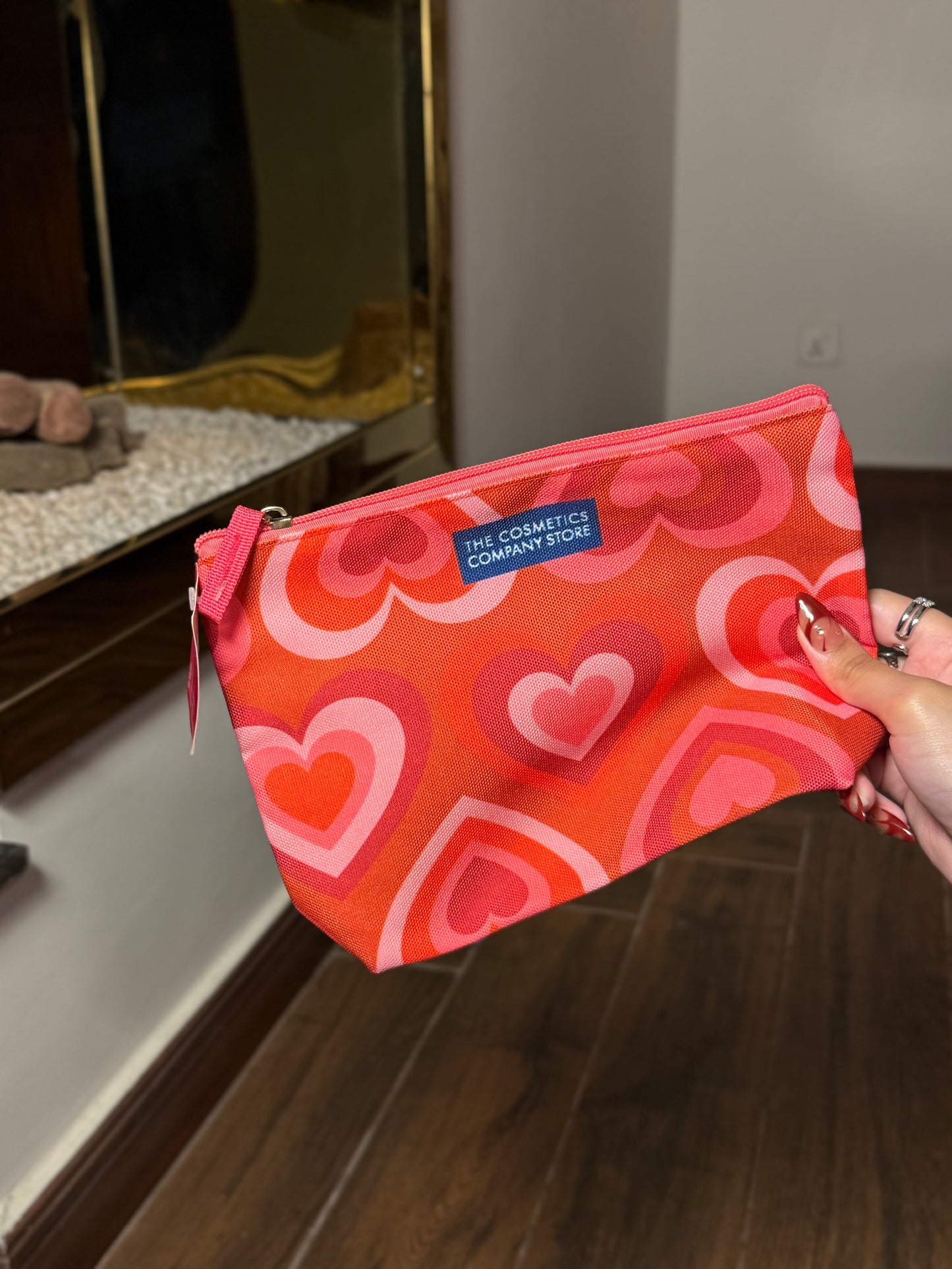 The Cosmetics Company Store vibrant heart pattern pouch