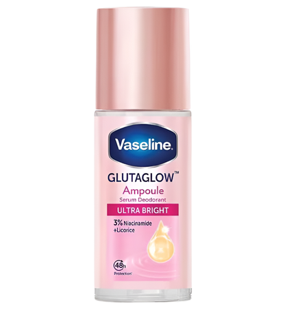 Vaseline PINK Ulta Bright Glutaglow Ampoule 3% Niacinamide Serum Roll-On Deodorant
