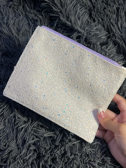 Clinique White Glitter Cosmetic Pouch