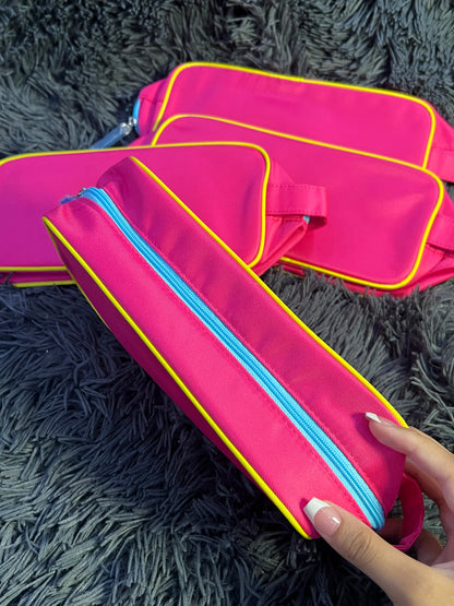 Clinique hot pink makeup pouch