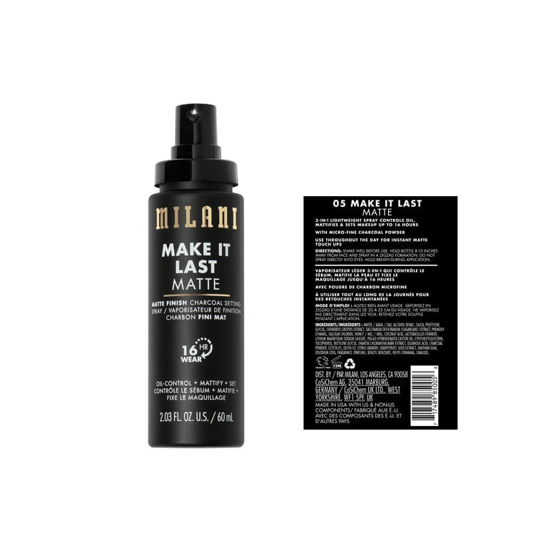 Milani Make It Last Matte Setting Spray, Charcoal, 2.03 fl oz 60ml