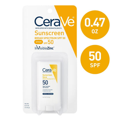 CeraVe Mineral Sunscreen Stick SPF 50 – On-the-Go Mineral Sun Protection Stick 13.32g