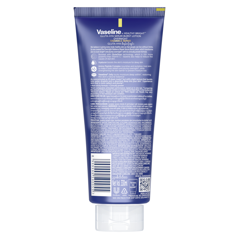 Vaseline® Gluta-Hya Serum Burst Lotion Overnight Radiance Repair 300ml