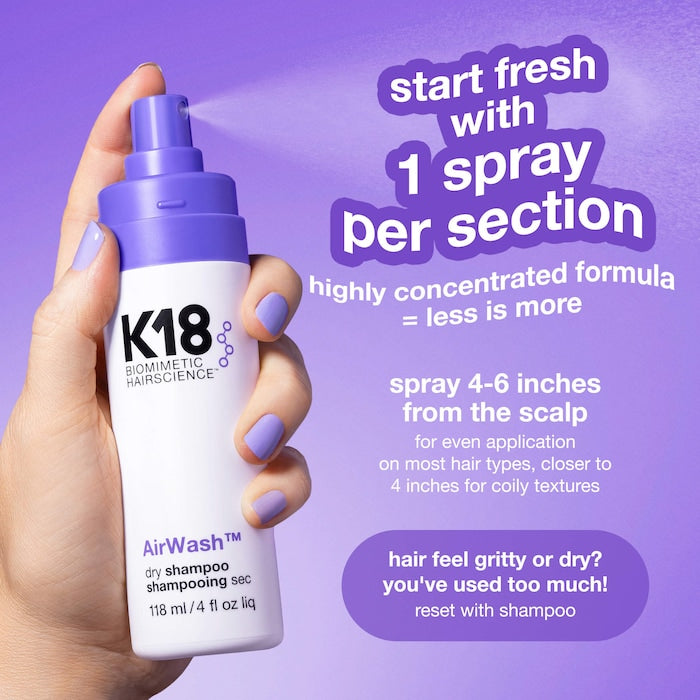 K18 Biomimetic Hairscience  AirWash™ Dry Shampoo 118ml