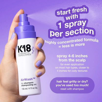 K18 Biomimetic Hairscience  AirWash™ Dry Shampoo 118ml