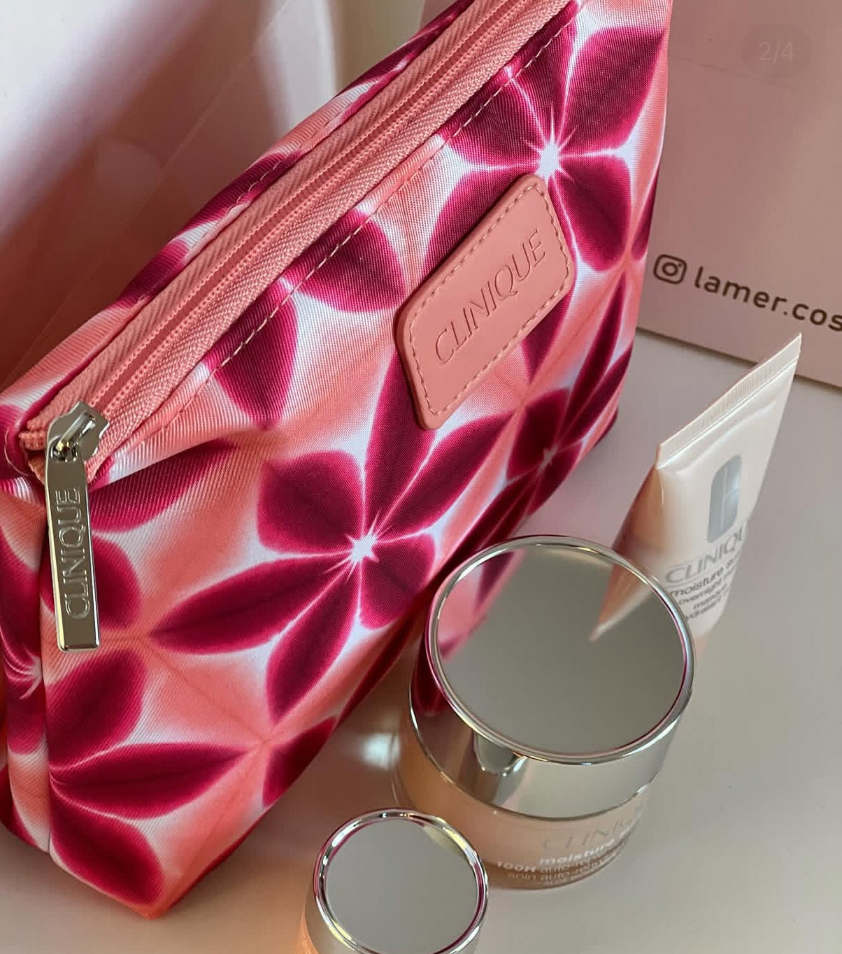 Clinique floral cosmetic pouch