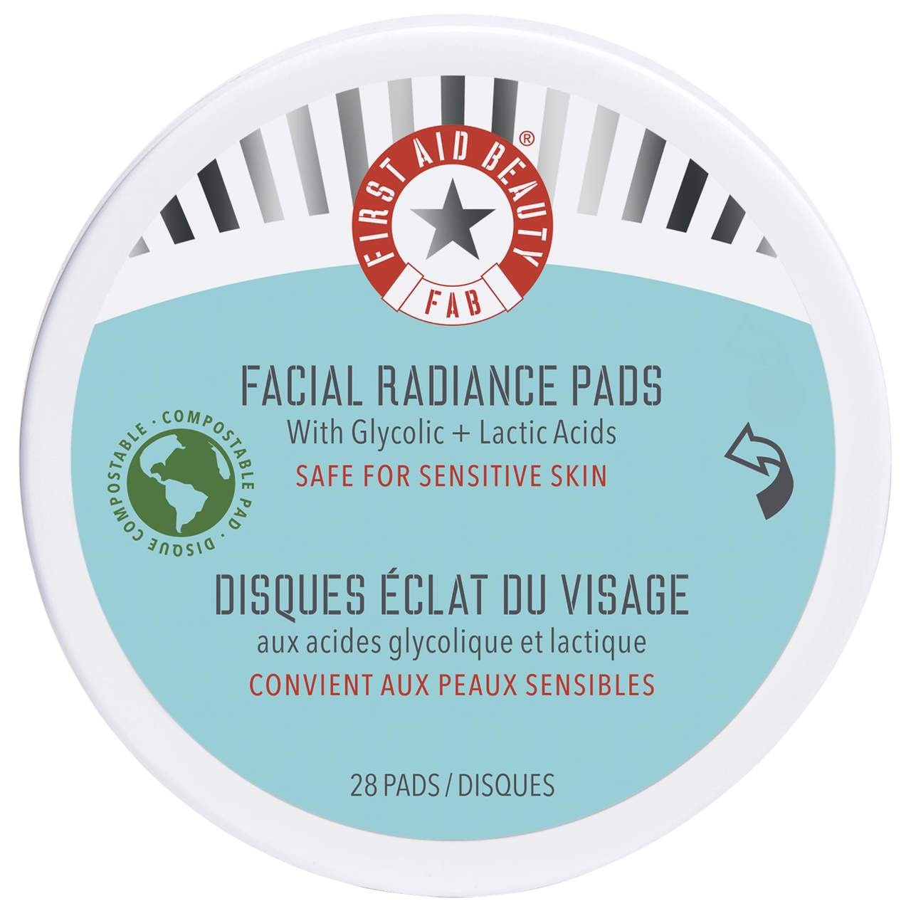 First Aid Beauty 
Brighten + Glow Facial Radiance Pads with Glycolic + Lactic Acids 28pads