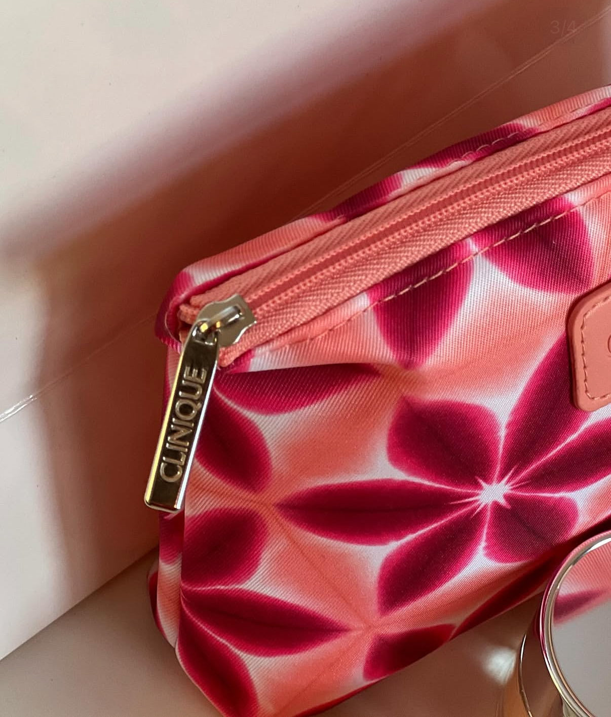 Clinique floral cosmetic pouch