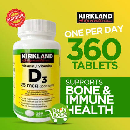 Kirkland Signature Vitamin D3 1000 IU, 360 Tablets
