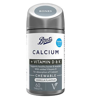 Boots Calcium + Vitamin D & K Chewable Vanilla 60 tablets