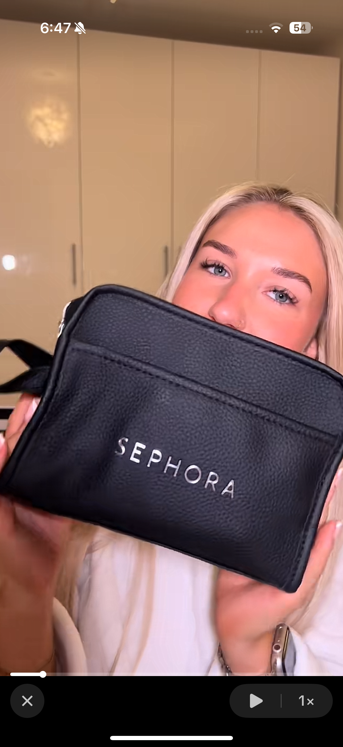 Sephora Black cosmetic or makeup bag