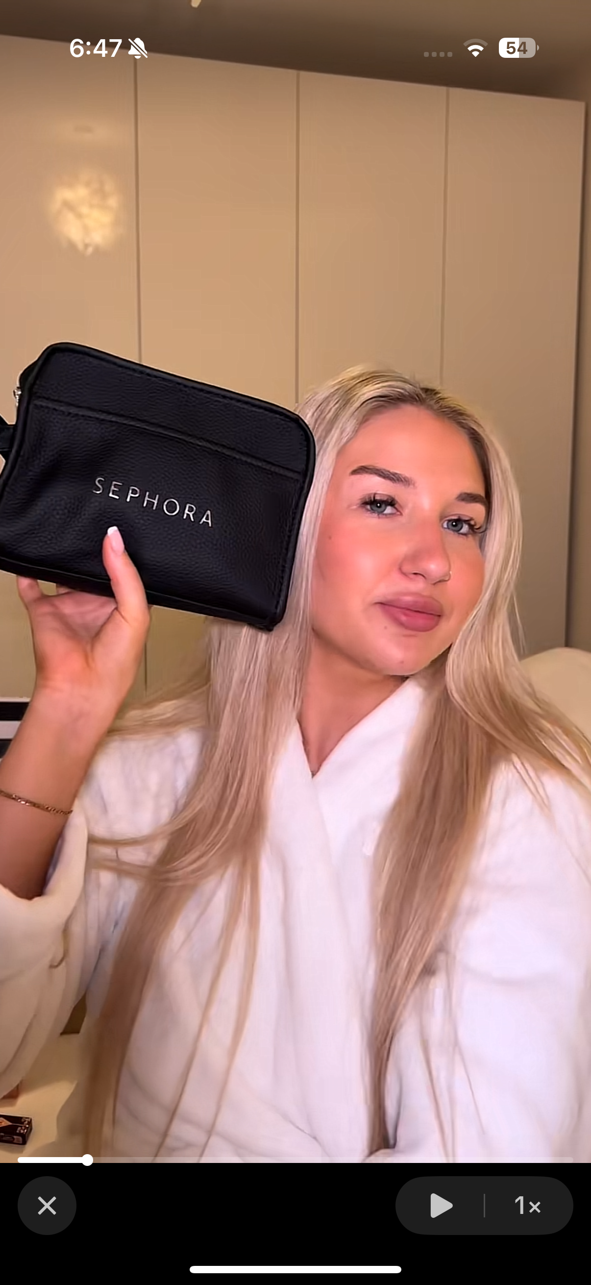Sephora Black cosmetic or makeup bag