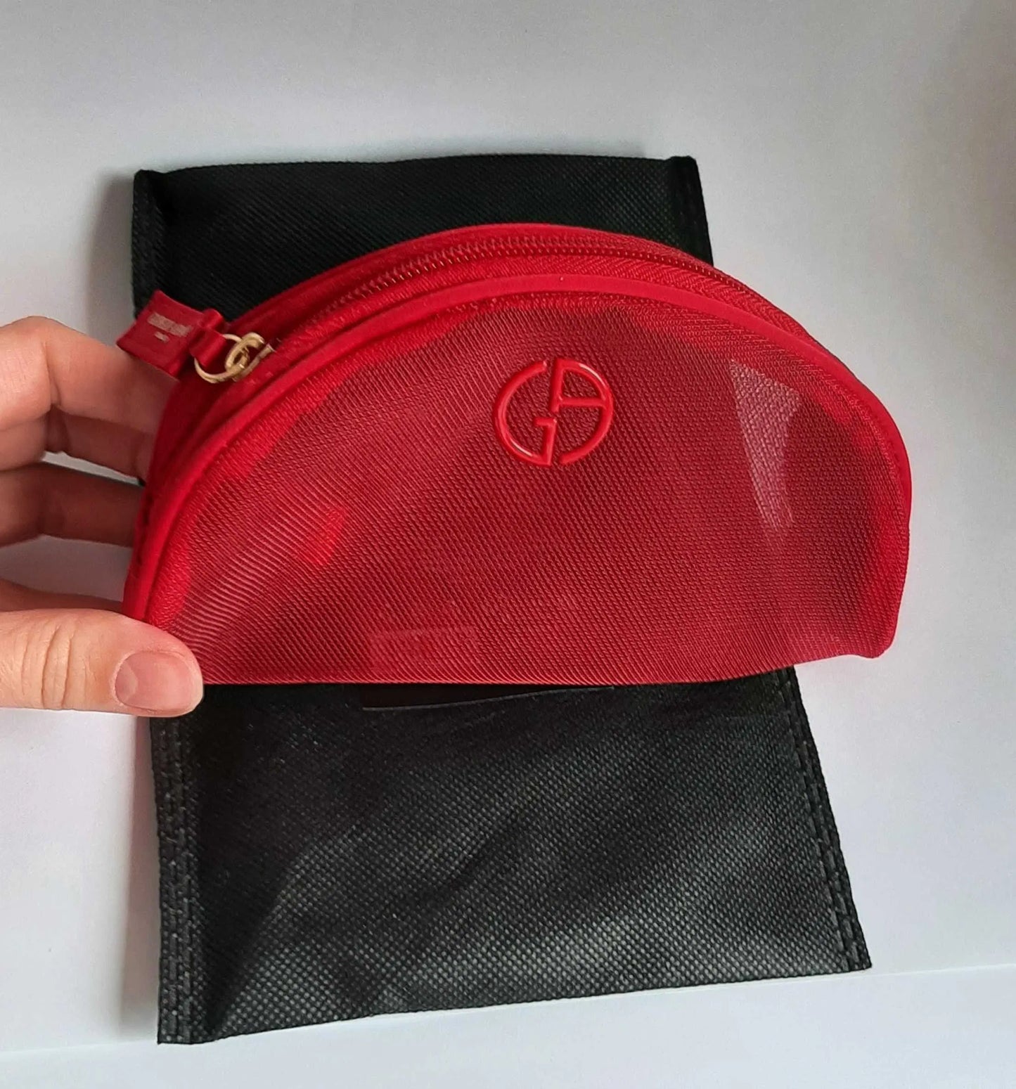 Giorgio Armani Red Mesh Cosmetic Pouch