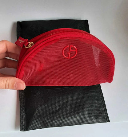 Giorgio Armani Red Mesh Cosmetic Pouch