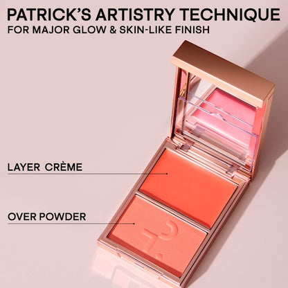 PATRICK TA 
Mini Major Headlines Double-Take Crème & Powder Blush Duo