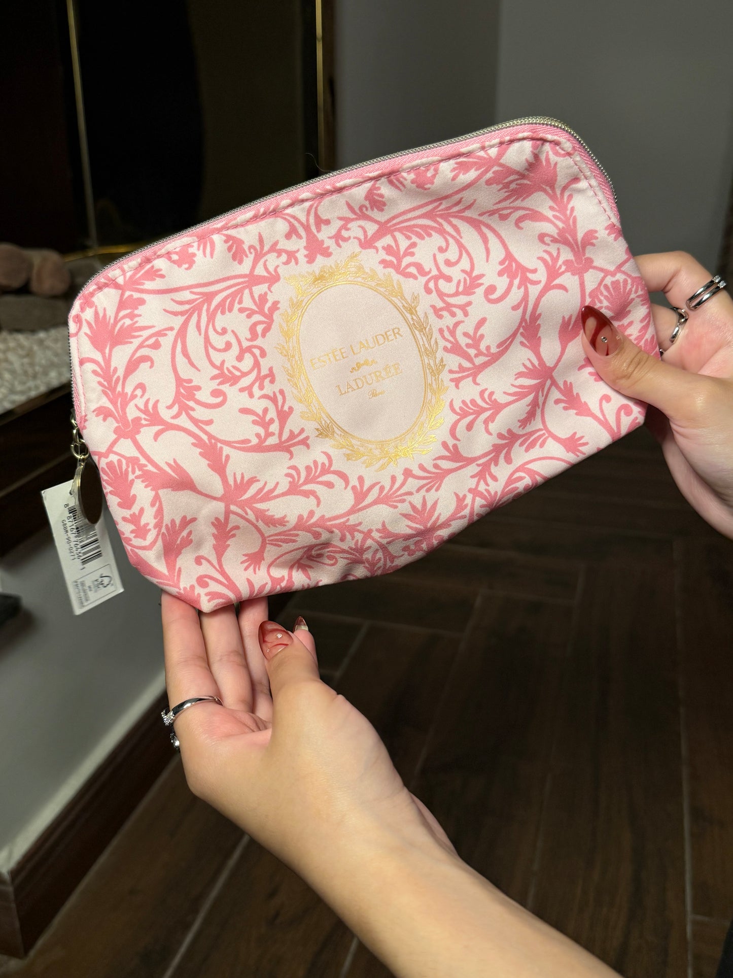 Estée Lauder x Ladurée Pink and Gold Makeup/Cosmetic Bag.