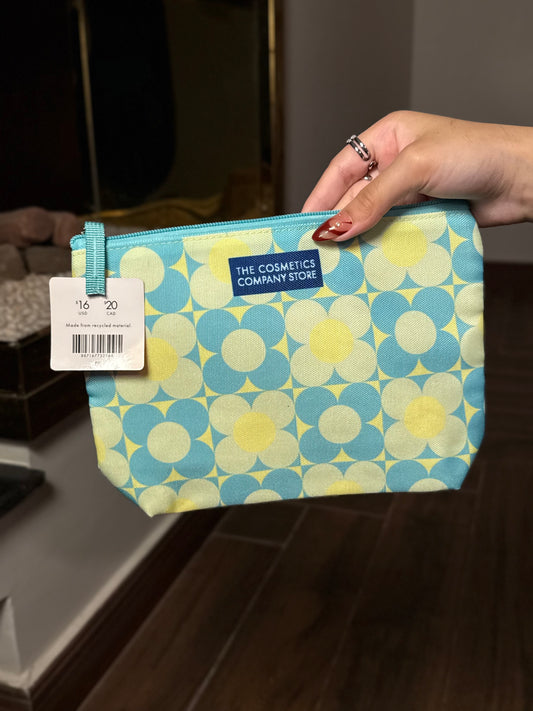 The Cosmetics Company Store Cosmetic light blue and yellow floral pattern Makeup Bag
